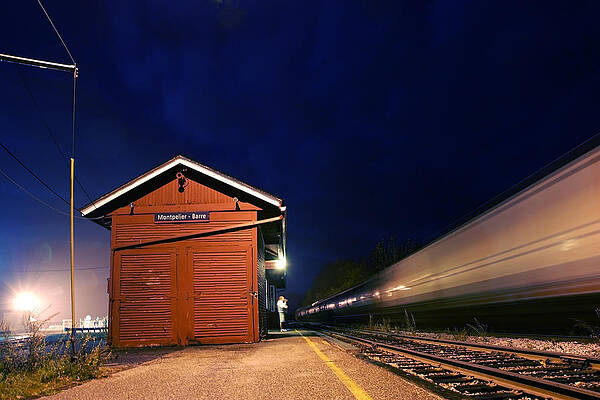 America Photograph - Watching The Night Train - Montpelier Junction Vermont by Darin Volpe