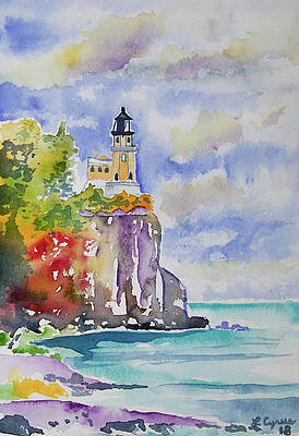 Painting - Watercolor - Autumn At Split Rock Lighthouse by Cascade Colors
