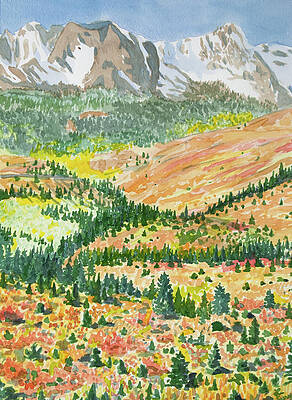 Painting - Watercolor - Autumn Rocky Mountain Landscape by Cascade Colors
