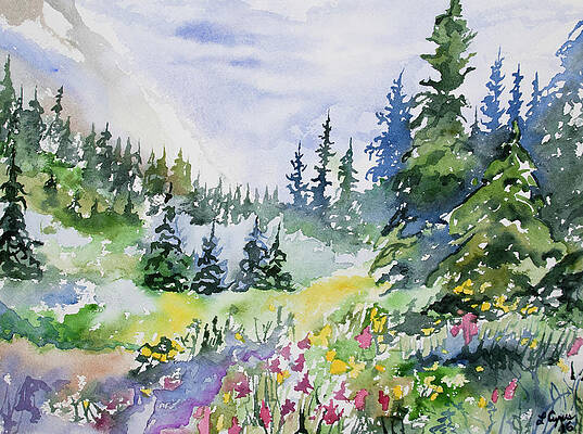 Colorado Mountain Summer Scene Painting