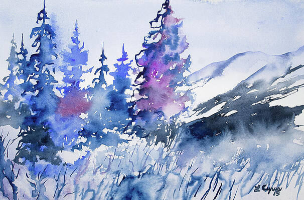 Wilderness Painting - Watercolor - Colorado Winter Wonderland by Cascade Colors