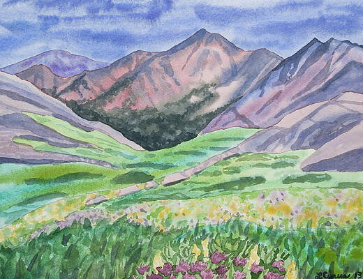Wilderness Painting - Watercolor - Colorful Mountain Landscape With Yale Peak by Cascade Colors
