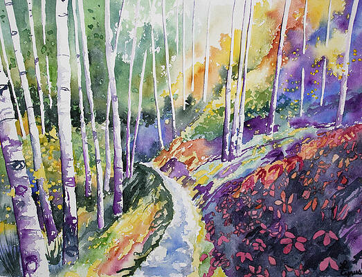 Painting - Watercolor - Early Autumn Forest by Cascade Colors