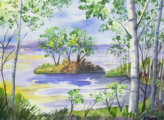 Sky Wall Art featuring the painting Watercolor - Minnesota North Shore Landscape by Cascade Colors