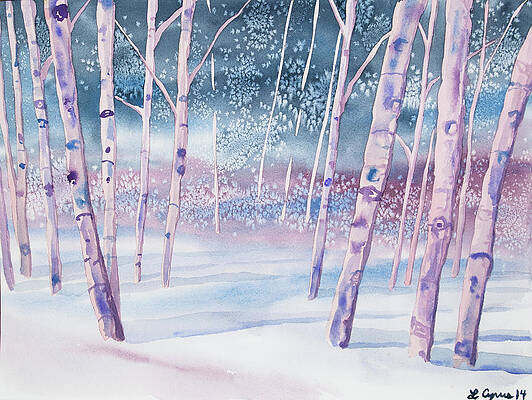 Wilderness Painting - Watercolor - Snowy Winter Forest by Cascade Colors