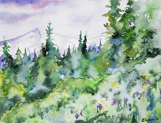 Wilderness Painting - Watercolor - Summer In The Rockies by Cascade Colors