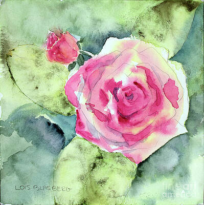 Wall Art featuring the painting Watery Rose by Lois Blasberg