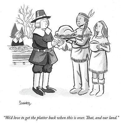 Native Drawing - We Would Love To Get The Platter Back When This Is Over by Benjamin Schwartz