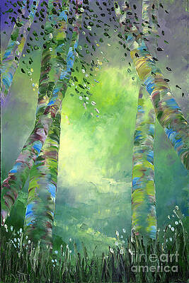 Wall Art featuring the painting Weeping Birch In Spring by Raette Meredith