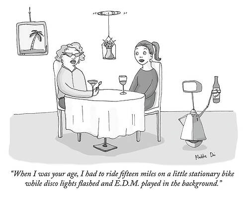 Humorous Dinner Conversation Drawing