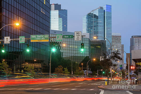 Wall Art featuring the photograph White Plains Traffic At Twilight I by Clarence Holmes
