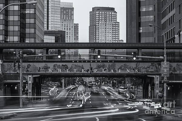 Wall Art featuring the photograph White Plains Traffic Light Trails II by Clarence Holmes