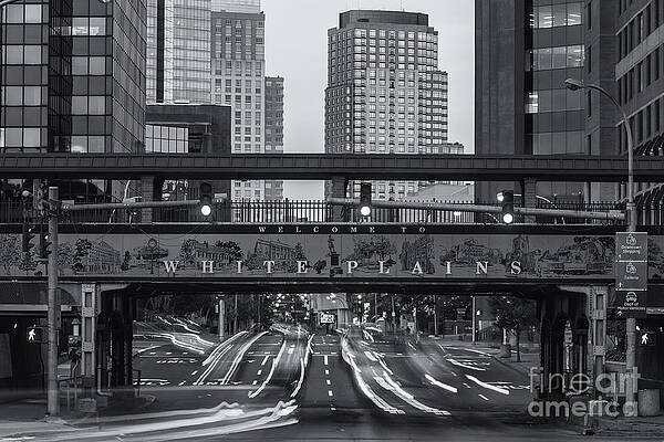 Wall Art featuring the photograph White Plains Traffic Light Trails IV by Clarence Holmes
