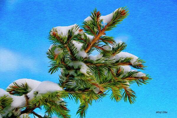 Wall Art featuring the painting White Snow On Evergreen by Jeffrey Kolker
