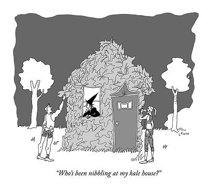 Fairy Tale Drawing - Who's Been Nibbling At My Kale House? by Liana Finck