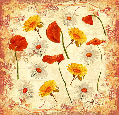 Mixed Media - Wild Flowers Vintage by Angeles M Pomata