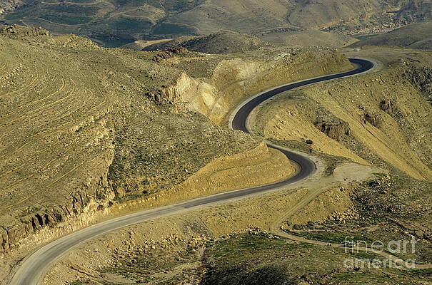 Outdoors Wall Art featuring the photograph Winding  King Road In Wadi Mujib Valley by Sami Sarkis Photography