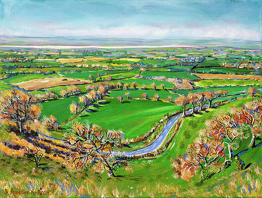 Wall Art featuring the painting Winding Road, Coaley Peak by Seeables Visual Arts