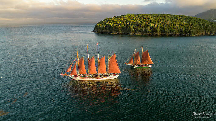 Maine Photograph - Windjammer Cruises by Veterans Aerial Media LLC