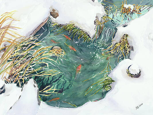 Wall Art featuring the painting Winter Pond 2 by Madeleine Arnett
