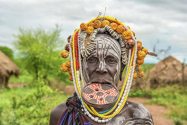 Photograph - Woman From The African Tribe Mursi In Her Village by Miroslav Liska