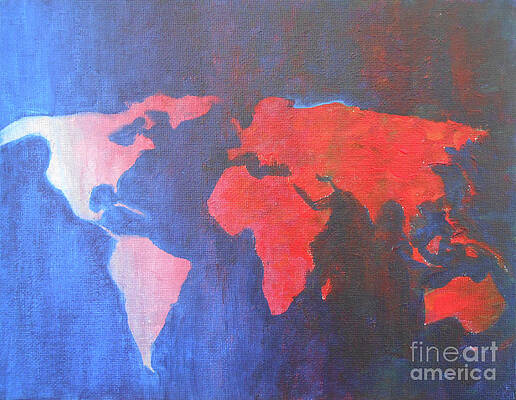 Minimalist Wall Art featuring the painting World Map by Jane See
