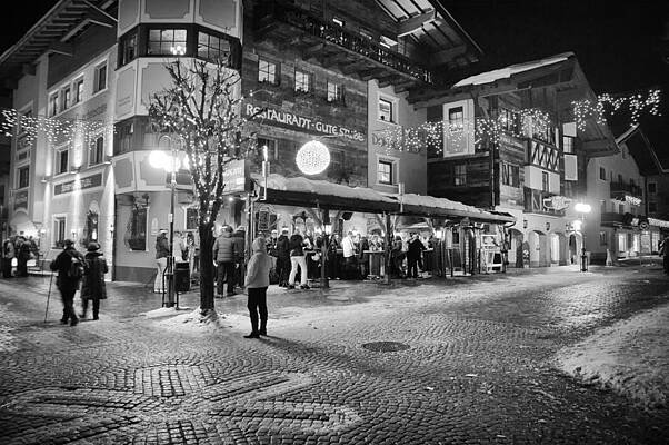 Charming Winter Evening in Town Square Photograph