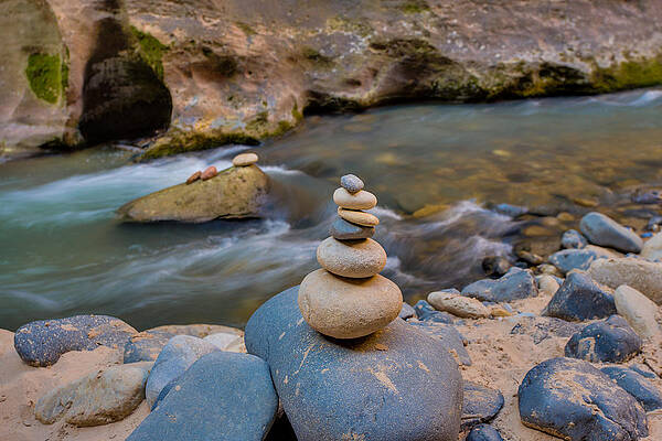 Wall Art featuring the photograph Zion Cairn by Adam Mateo Fierro