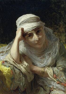 Gaze Painting - A Constantinople Beauty by Frederick Arthur Bridgman