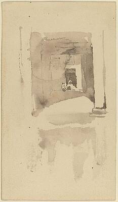 Monochrome Wall Art featuring the drawing A Doorway In Ajaccio by James Mcneill Whistler