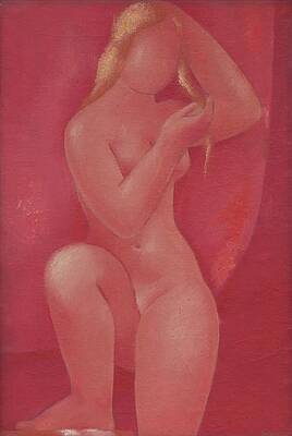 Monochrome Wall Art featuring the painting After The Bath by Mikulas Galanda