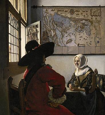 17th Century Painting - Amorous Couple by Vermeer