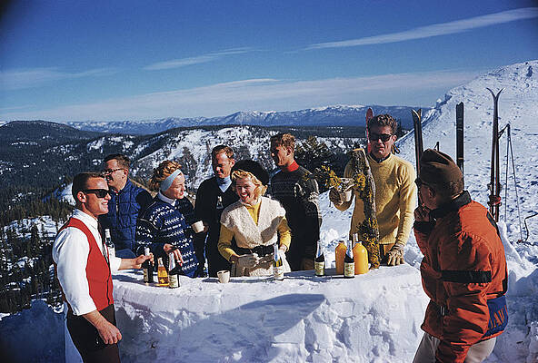 Ski Party in the Snowy Mountains Wall Art