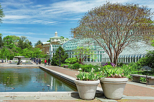 Fountain Wall Art featuring the digital art Brooklyn Botanic Garden, Nyc #1 by Claudia Uripos