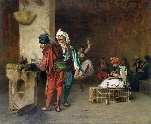 Jean Leon Gerome Painting - Cafe House-cairo by Jean-leon Gerome