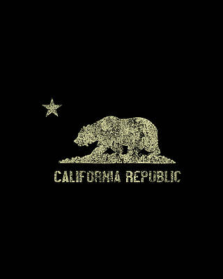 Vintage Wall Art featuring the digital art California Republic Vintage #1 by Flippin Sweet Gear