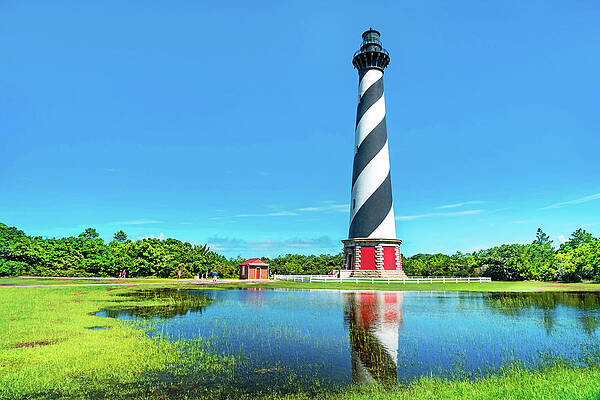 Lighthouse Wall Art featuring the digital art Cape Hatteras Light, Outer Banks, Nc #1 by Laura Zeid