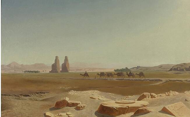 Jean Leon Gerome Painting - Caravan Passing The Colossi Of Memnon, Thebes by Jean-leon Gerome