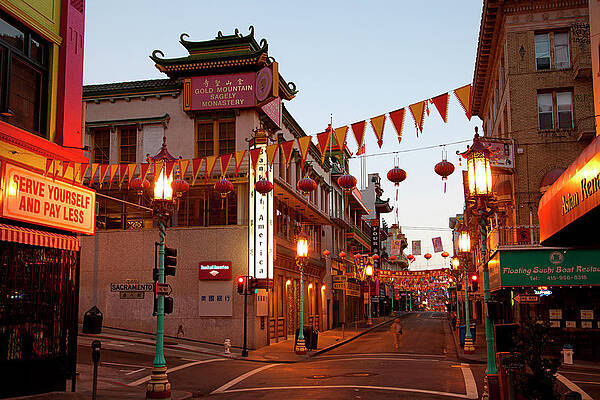 Destination Wall Art featuring the digital art China Town In San Francisco #1 by Claudia Uripos