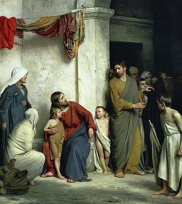 Religion Wall Art featuring the painting Christ And The Children by Carl Bloch