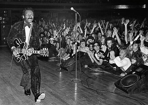 Chuck Berry Rocks the Stage Wall Art
