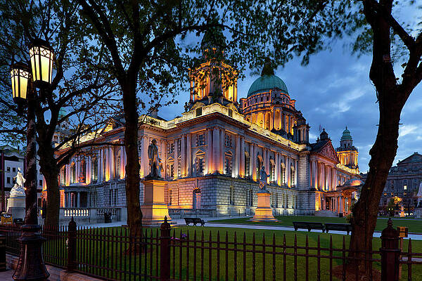 British Wall Art featuring the digital art City Hall, Belfast, Northern Ireland #1 by Massimo Ripani