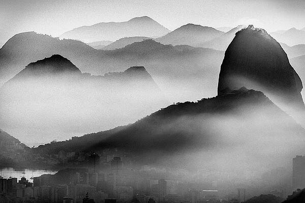 Wall Art featuring the digital art Cityscape With Sugar Loaf, Brazil #1 by Antonino Bartuccio