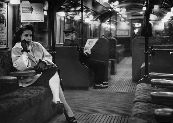 Woman in a Vintage Subway Car Wall Art