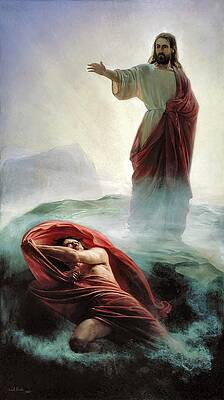 Religion Wall Art featuring the painting Denying Satan by Carl Bloch
