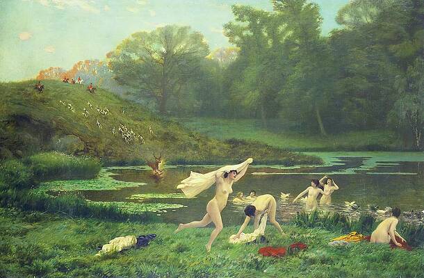 Jean Leon Gerome Painting - Diane Et Acton by Jean-Leon Gerome