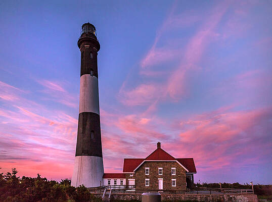Lighthouse Wall Art featuring the digital art Fire Island Lighthouse, Suffolk, Ny #1 by Claudia Uripos