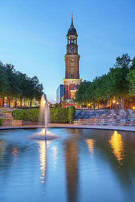 Fountain Wall Art featuring the digital art Fountain At The Church Of St. Michael #1 by Christian Back