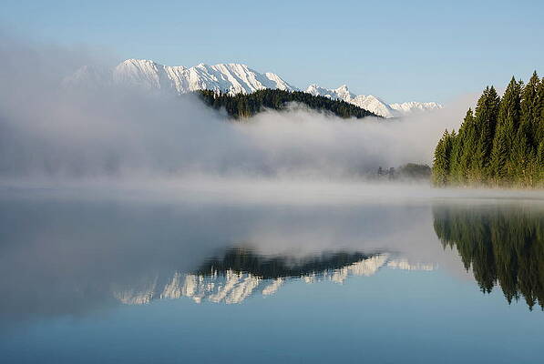Foggy Wall Art featuring the digital art Germany, Bavaria, Lake Barmsee #1 by Simon Bauer