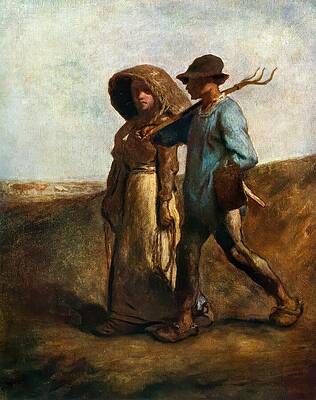 Jean Francois Millet Painting - Going To Work by Jean Francois Millet